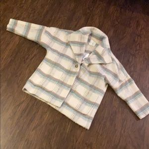 ANTHROPOLOGY Off-White Plaid Coat